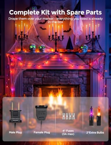20FT 100Ct Purple Orange Halloween Lights for Outdoor Indoor Decorations