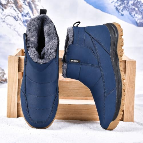 Jakcuz Plus Size Men's Water Resistant Winter Snow Boots with Warm Faux Fur