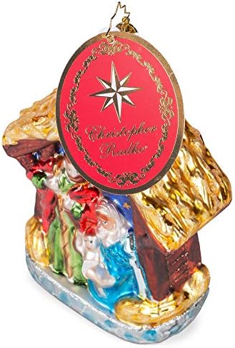 Christopher Radko Asleep in The Manger Christmas Ornament, Multicolor