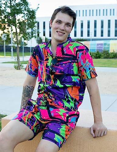 RAISEVERN Mens Romper Male Zipper Shorts Sleeve One Piece Bro Outfits
