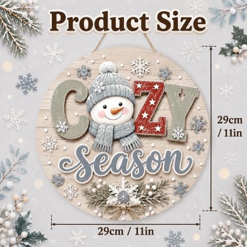 Winter Decorations - 2D Printed Flat Cozy Season Door Sign for Front Door