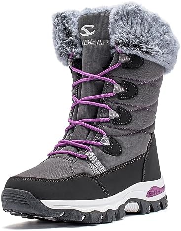 HOBIBEAR Kids Winter Snow Boots Waterproof Outdoor Warm Faux Fur Lined Shoes