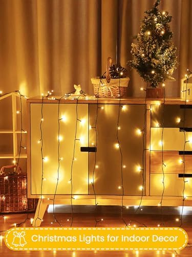 2 Pack 200 LED Battery Operated Christmas Lights, 8 Modes String Lights