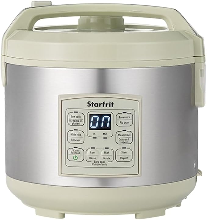 Starfrit Low Carb Rice Cooker - 14 Cups - Stainless Steel Low Carb/Steamer Basket - 7 Preset Functions - 500W