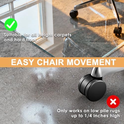 Azadx Tempered Glass Chair Mat for Carpet 45" x 53" Heavy Duty Chair Mat