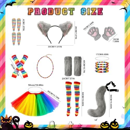 18 Pcs Halloween Rainbow Cat Costume Outfit Funny Couples Halloween Costume