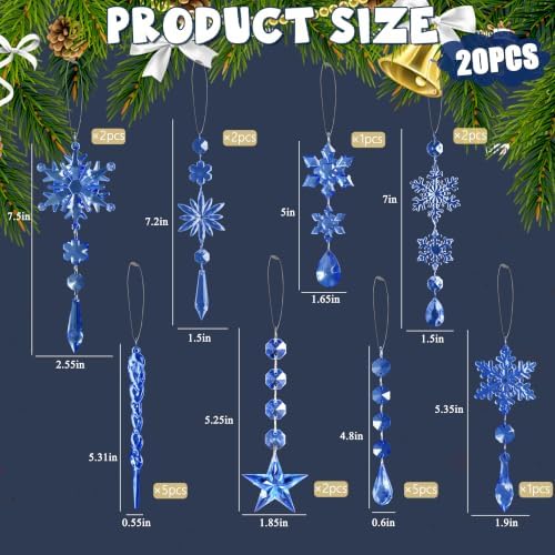 Crystal Ornaments for Christmas Tree Winter Wonderland Decorations