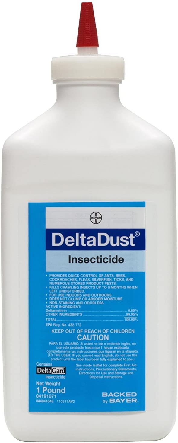 1 LB Delta Dust Insecticide and 1 JT Eaton Hand Duster ~ Kill Carpenter Bees, Bees, Wasps, Fleas, Silverfish, Scorpions, Sowbugs, Millipedes, and numerous Other pests.