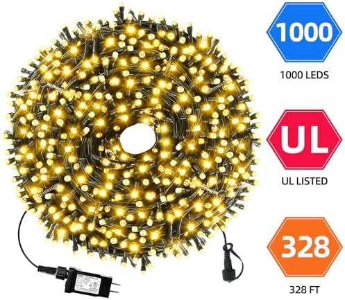 MZD8391 328FT 1000 LED Christmas Light Outdoor Indoor, Christmas Tree Light