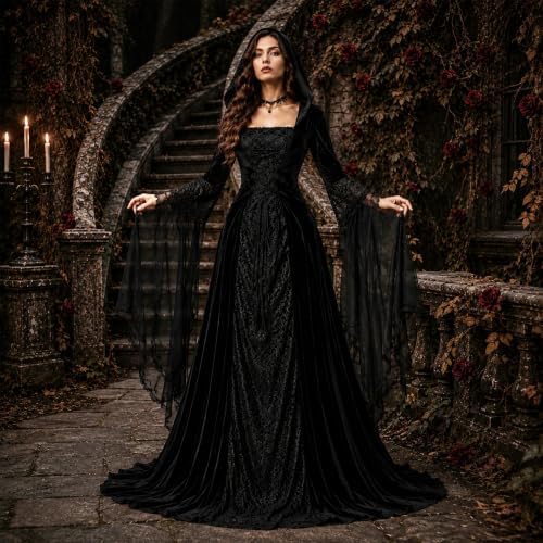 Women Deluxe Witch Dress Renaissance Vampire Halloween Costume