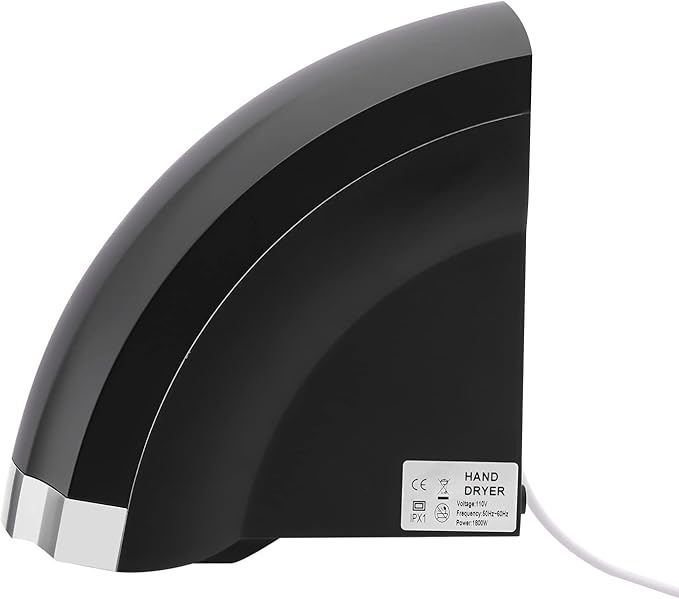 Commercial Hand Dryer Black 1800W High Speed Hot and Cold Wind Wall-Mounted Automatic Electric Hand Dryer with Plug and Two Installation Mothod for Industry Business Restrooms