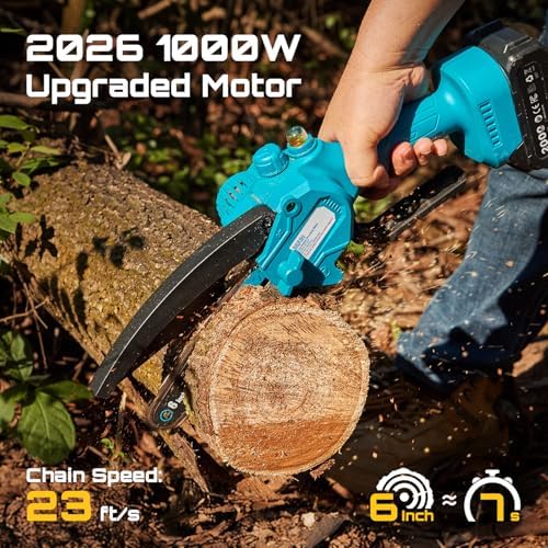 SEESII 6 Inch Mini Electric Chainsaw Cordless Battery Powered