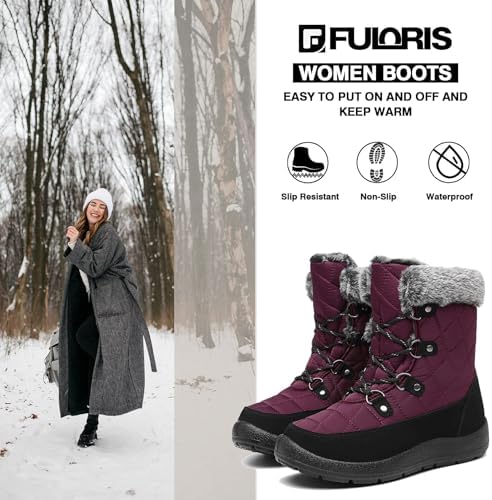 Women's Waterproof Winter Snow Boots Warm Insulation Outdoor Cold Weather Boot for Women Lightweight Fur Lined Non Slip