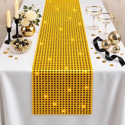 Disco Party Decorations - Gold Glitter Disco Table Runner
