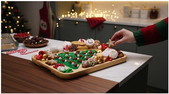 Farberware Tree Build-A-Board with Clear Locking Lid – Holiday Prep and Serve Board for Charcuterie, Cookies, Candy, and Seasonal Entertaining