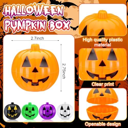 Lallisa 120 Pcs Halloween Pumpkin Container Bucket Plastic, Colorful