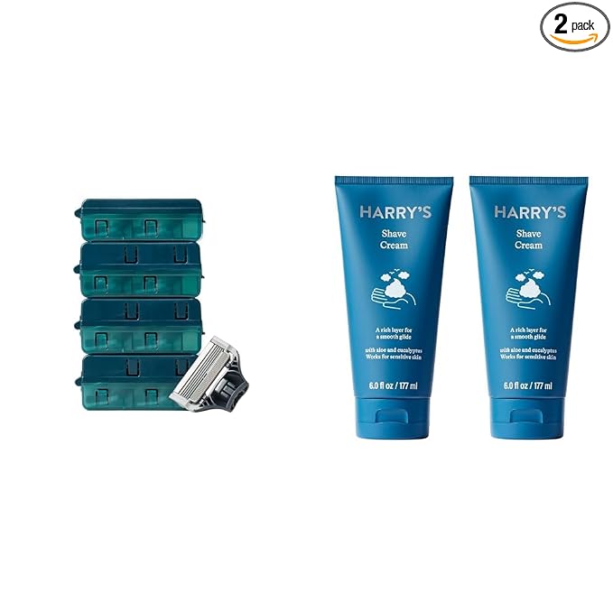 Harry's Razors for Men Refills 14 Count and Shaving Cream for Men 2 Pack