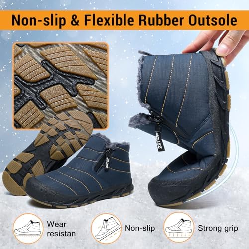 ziitop Snow Boots Mens Waterproof Winter Boots Fur Lined Warm Ankle Boots