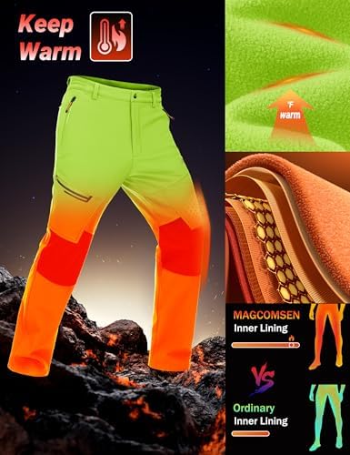 MAGCOMSEN Men's Snow Ski Winter Pants Waterproof Hiking Fleece Lined Pants