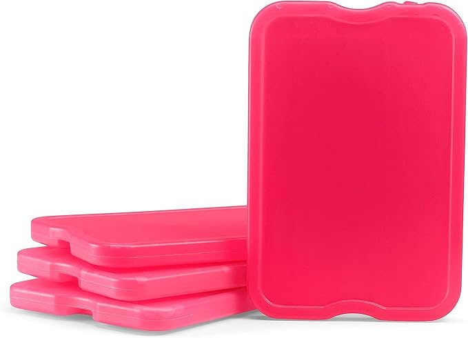 Cool Coolers by Fit & Fresh 4 Pack XL Slim Ice Packs, Quick Freeze Space Saving Reusable Ice Packs for Lunch Boxes or Coolers