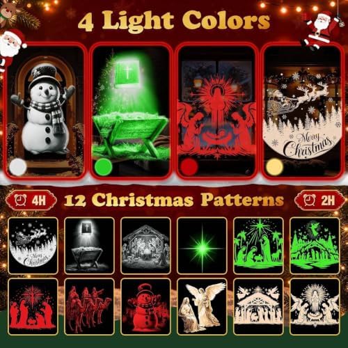 12-in-1 3D Nativity Christmas Projector Lights Outdoor Decor