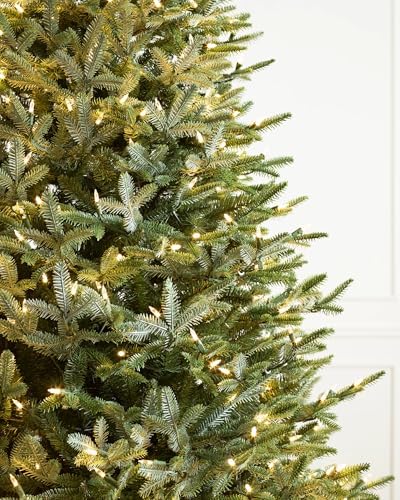 Balsam Hill European Silver Fir - Elegant Artificial Christmas Tree with True Needle Foliage Available Unlit or with LED Clear Lights, LED Clear, 5'