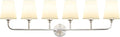 Bathroom Vanity Light, Brushed Nickel Bathroom Light Fixtures, 6-Light Lighting Fixtures Over Mirror, Modern Wall Sconce with Flared White Fabric Shade, E26 Socket(ETL Listed)