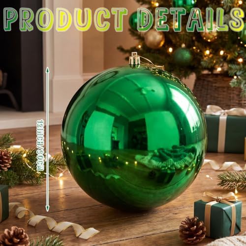 Threan 12 Inch Large Emerald Green Shiny Christmas Ball Ornaments