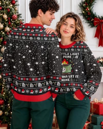 34HD Ugly Xmas Sweater–Funny Knit Christmas Sweater for Women & Men 2025, Long Sleeve Crewneck Holiday Pullover, Unisex Gift