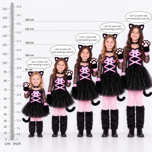 Haull 7 Pcs Halloween Cat Costume Accessories Girl Kid