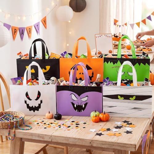 Paterr 60 Pcs Halloween Candy Bags Reusable Non Woven Treat Gift Bags