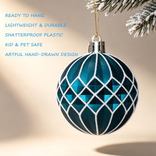 HipTree 116ct 1.18-6.5"Silver Blue Christmas Tree Ornaments Decorations Set