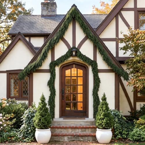 9Ft Christmas Cedar Garland, Real Touch Soft Greenery Christmas Decorations