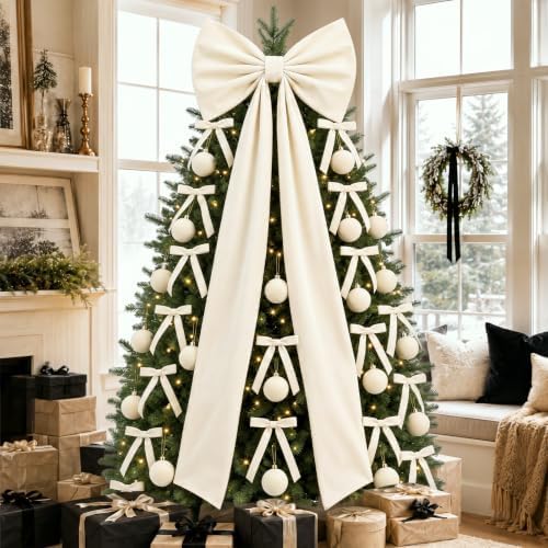 Knitgrip 49 Pcs Beige Christmas Tree Decoration Set with Velvet Bow Ball