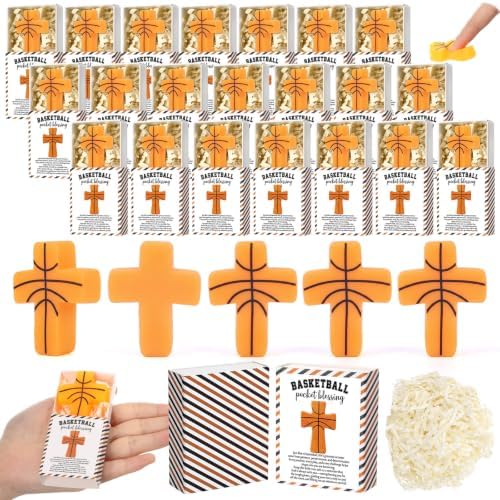 30 Sets Christian Encouragement Gifts Basketball Pocket Cross with Boxes