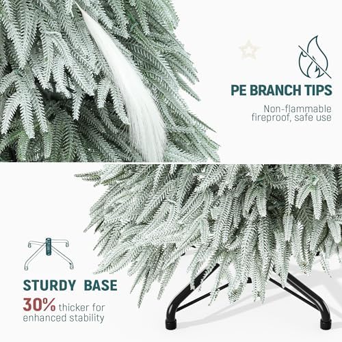 YITAHOME Pre-Lit Flocked Pampas Christmas Tree 6ft