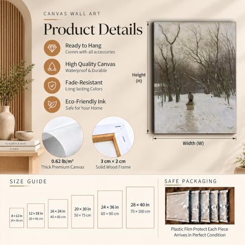 Winter in The Scheveningen Woods Canvas Wall Art (Framed,28×40 inch)