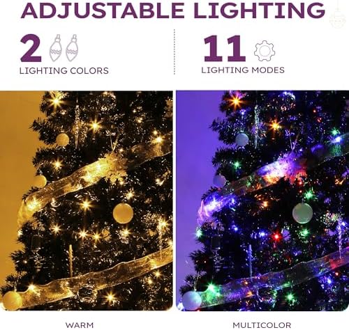 YITAHOME 7.5ft Prelit Black Halloween Artificial Christmas Tree w/Remote