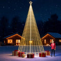 Riakrum 25ft-4072 LEDs Flagpole Christmas Tree Lights Outdoor Decorations with Star Topper, 8 Lighting Modes Pre-lit LED Flag Pole Christmas Tree Lighted Multicolor, Xmas Outside Yard Decoration