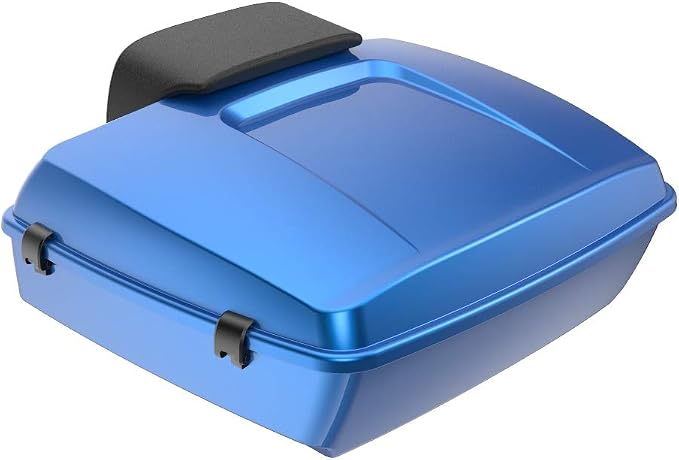 Advanblack Road Glide Tour Trunk Pack Electric Blue Chopped Tour Trunk Pack Backrest Pad for '97-'25 Harley Touring Road King Street Glide Electra Glide CVO models