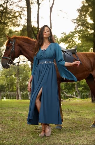Scarlet Darkness Renaissance Costume Women Pirate Medieval Maxi Dress