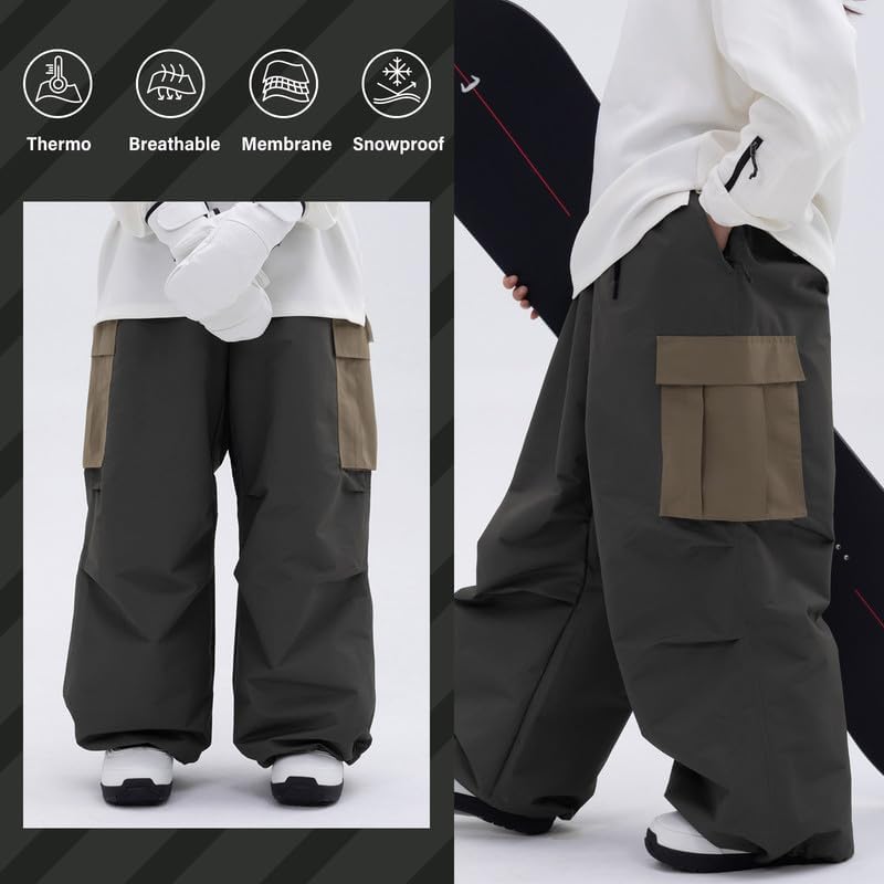 SNOWVERB Loose Fit Snowboard Leopard Ski Snow Baggy Pants for Men and Women