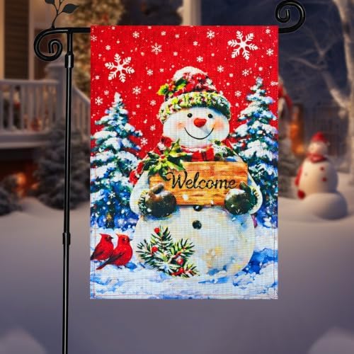 12×18 Christmas Snowman Garden Flag