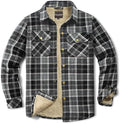 Men's Sherpa Cotton Flannel Shirt Jacket Plaid Button Coat Pocket