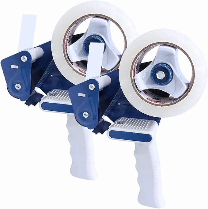 Perfectape Heavy Duty Packing Tape Gun, 2" Width, 2-Pack | 2 Rolls of Heavy Duty Packing Tape Included, Holds up to 180 Yards Length Roll
