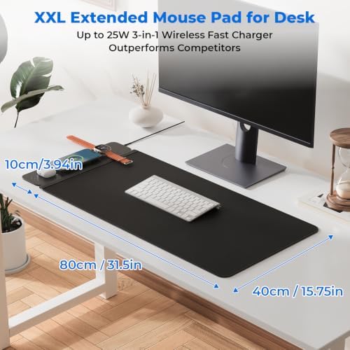 2nd Gen Wireless Charging Desk Mat, 3-in-1 Magnetic Mouse Pad