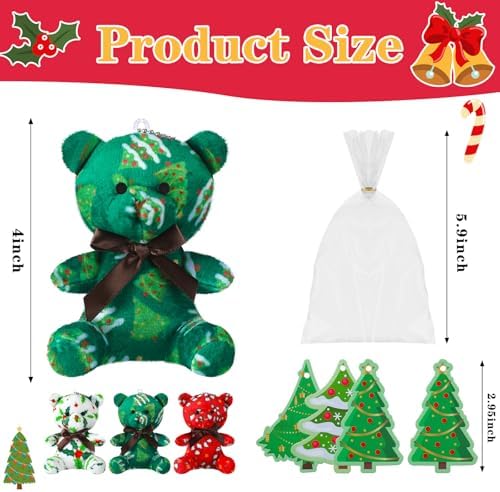 Poen Christmas Mini Plush Bears Red Green White Holiday Soft Stuffed