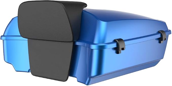 Advanblack Road Glide Tour Trunk Pack Electric Blue Chopped Tour Trunk Pack Backrest Pad for '97-'25 Harley Touring Road King Street Glide Electra Glide CVO models
