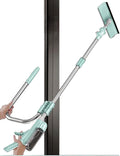 Window Cleaner Tool Kit with Telescopic U Shaped Pole,Squeegee for Window Washing,Water Sprayable,Rotatable Cleaning Head,Clean Inside and Outside Windows Without Leaving Dead Ends