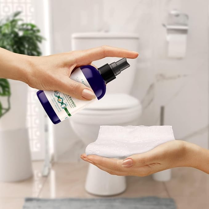 PRISTINE Toilet Paper Spray, As Seen on Shark Tank, Flushable Wipe Alternative, Personal Cleansing Bathroom Spray for Regular Toilet Tissue, Bidet Alternative, Made in USA, Cucumber Bamboo, 32oz